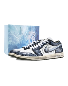 Air 1 Bleach Abrasion Resistant низкие кеды Vintage Basketball Shoes Unisex Gothic, серебро Jordan