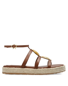 Эспадрильи с украшением из камней, каблук 35 мм, коричневый Gianvito rossi