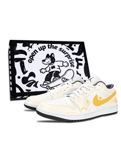 Кроссовки Air 1 Bright Creative Unisex Yellow низкие винтажные баскетбольные устойчивые к истиранию Jordan