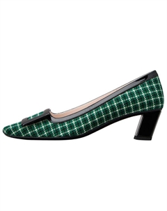 Туфли-лодочки Belle Vivier на платформе с массивным каблуком 4,5 см, женские, черно-зеленые Roger vivier