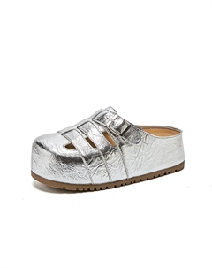 Женские противоскользящие тапочки с закрытым носком, серебро Mr.shang