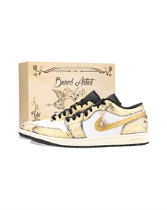 Кроссовки Air 1 Jiang Immersed Moon устойчивые к истиранию низкие винтажные баскетбольные unisex, золото Jordan