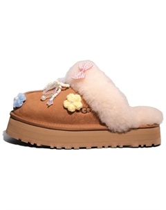 Женские тапочки с резиновой подошвой, кристальной вышивкой, устойчивые к истиранию, закрытый носок, Caramel Ugg
