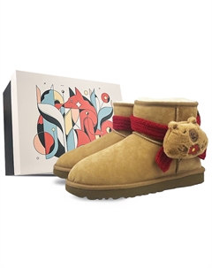 Классические мини утепленные и износостойкие короткие снежные ботинки Women's Light Brown Ugg