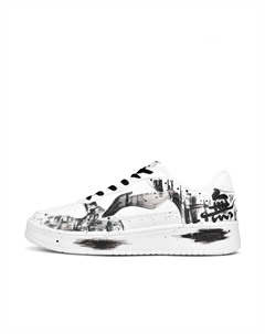 Понтонные лодки нескользящие и износостойкие утолщенные низкие кроссовки для скейтбординга мужские black white Li-ning