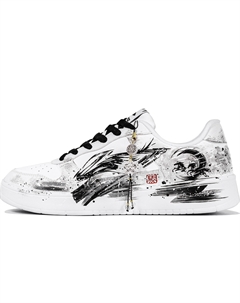 Мужские скейтерские кроссовки Pontoon Boats Abrasion Resistant Breathable Height Increasing Low top черный белый Li-ning