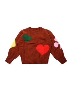 Свитер с интарсией в виде сердца, коричневый Bobo choses