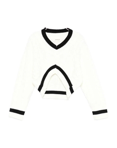 Полосатый свитер с V-образным вырезом, белый Vicolo