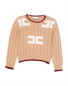 Свитер вязаный косичкой, бежевый Elisabetta franchi kids