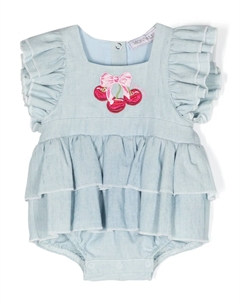 Расклешенное платье с оборками, синий Monnalisa