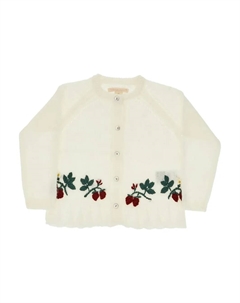 Кардиган с вышивкой в виде клубники, белый Konges slojd