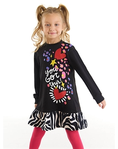 Платье Kleid Heart Stickers, цвет Schwarz/Bunt Denokids