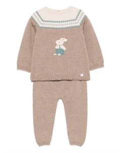 Вязаный комплект с узором “Фэр-Айл” и кроликом, коричневый Paz rodriguez