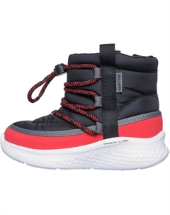 Нескользящие термо высокие ботинки для малышей black red Skechers kids