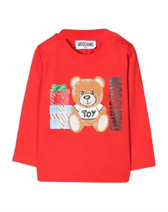 Топ с графикой медвежонка, красный Moschino kids