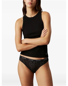 Кружевные трусы с логотипом на поясе (набор из трёх штук), черный Calvin klein underwear