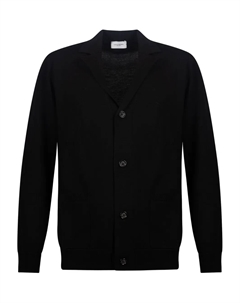 Кардиган из шерсти мериноса с V-образным вырезом, черный Paolo pecora