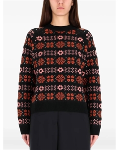 Свитер с круглым вырезом и цветочным узором, черный Paul smith