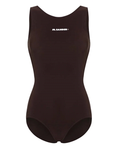 Купальник с открытой спиной и логотипом, коричневый Jil sander