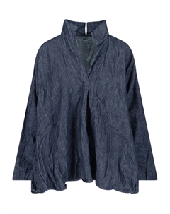 Блузка с воротником и V-образным вырезом, синий Daniela gregis