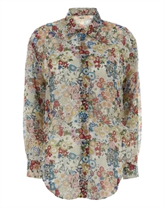 Шелковая рубашка с цветочным узором, зеленый Khaite