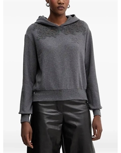 Худи с длинными рукавами и кружевной аппликацией, серый Ermanno scervino