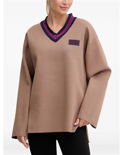 Свитер с V-образным вырезом и нашивкой-логотипом, коричневый Ea7 emporio armani