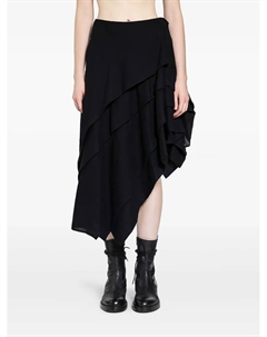 Миди-юбка с защипами и прострочкой, черный Yohji yamamoto