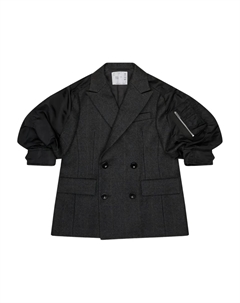 Клетчатый двубортный пиджак, черный Sacai