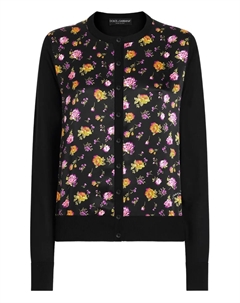 Кардиган с цветочным принтом, черный Dolce&gabbana