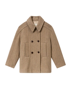 Двубортное пальто в тонкую полоску, светло-коричневый Isabel marant