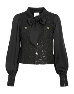 Твидовая рубашка с бантовой завязкой на воротнике, черный Weill paris