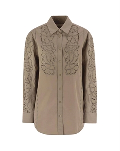 Weekend Max Mara Elmi вышитая поплиновая рубашка, коричневый Weekend max mara