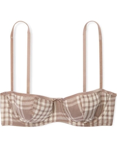 Розовый праздничный фланелевый бюстгальтер балконет без подкладки / LCPP бюстгальтер женский Ice Coffee клетчатый принт Victoria's secret