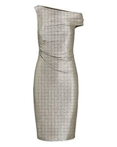 Асимметричное драпированное платье миди, серебристый Lauren ralph lauren