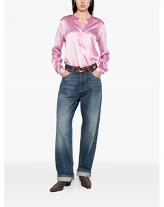 Блузка с V-образным вырезом и длинными рукавами, розовый Purotatto