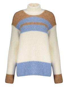 Полосатый свитер с высоким воротником, белый Herno