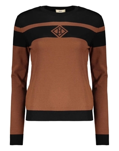 Полосатый свитер с вышитым логотипом, коричневый Herno