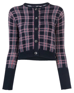 Укороченный кашемировый кардиган Pow с круглым вырезом, синий Thom browne