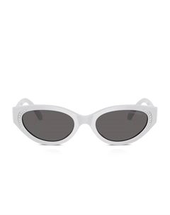 Солнцезащитные очки в оправе 'кошачий глаз' с кристаллами, серый Swarovski