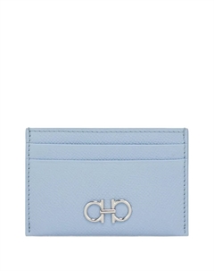 Кредитница из кожи с узором Gancini, синий Ferragamo