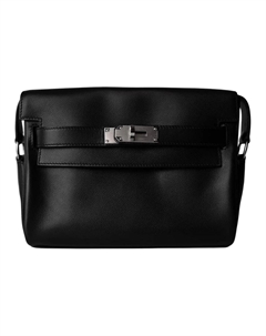 HERMES Сумка Kelly Evergrain Calfskin Kelly, сумка-мессенджер, наплечная сумка Trumpets женская 89 Noir Black Hermès