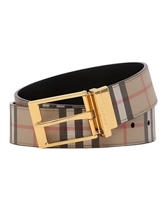 Мужской ремень из искусственной кожи и хлопка, металлическая пряжка, коричневый, ширина 3.5 см Burberry