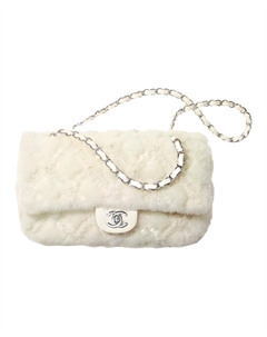 Сумка из плюшевой овчины, женская белая, через плечо, кроссбоди Chanel