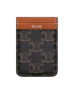 Триумф холщовый картхолдер с отделкой из телячьей кожи мужской tan Celine