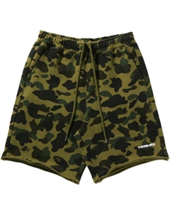 Bape 1st Camo тяжелые потертые шорты расслабленного кроя, зеленый A bathing ape®