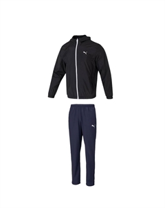 Повседневный спортивный комплект для мужчин черный топ+морской синий низ Puma