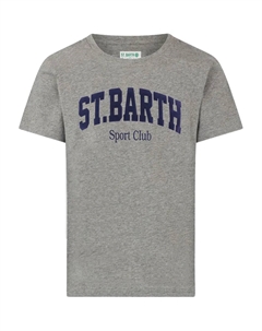 Футболка с круглым вырезом и принтом логотипа, серый Mc2 saint barth