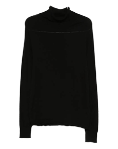 Свитер с воротником-стойкой, черный 120% lino