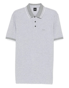 Поло с застёжкой на пуговицы и отделкой, серый Boss